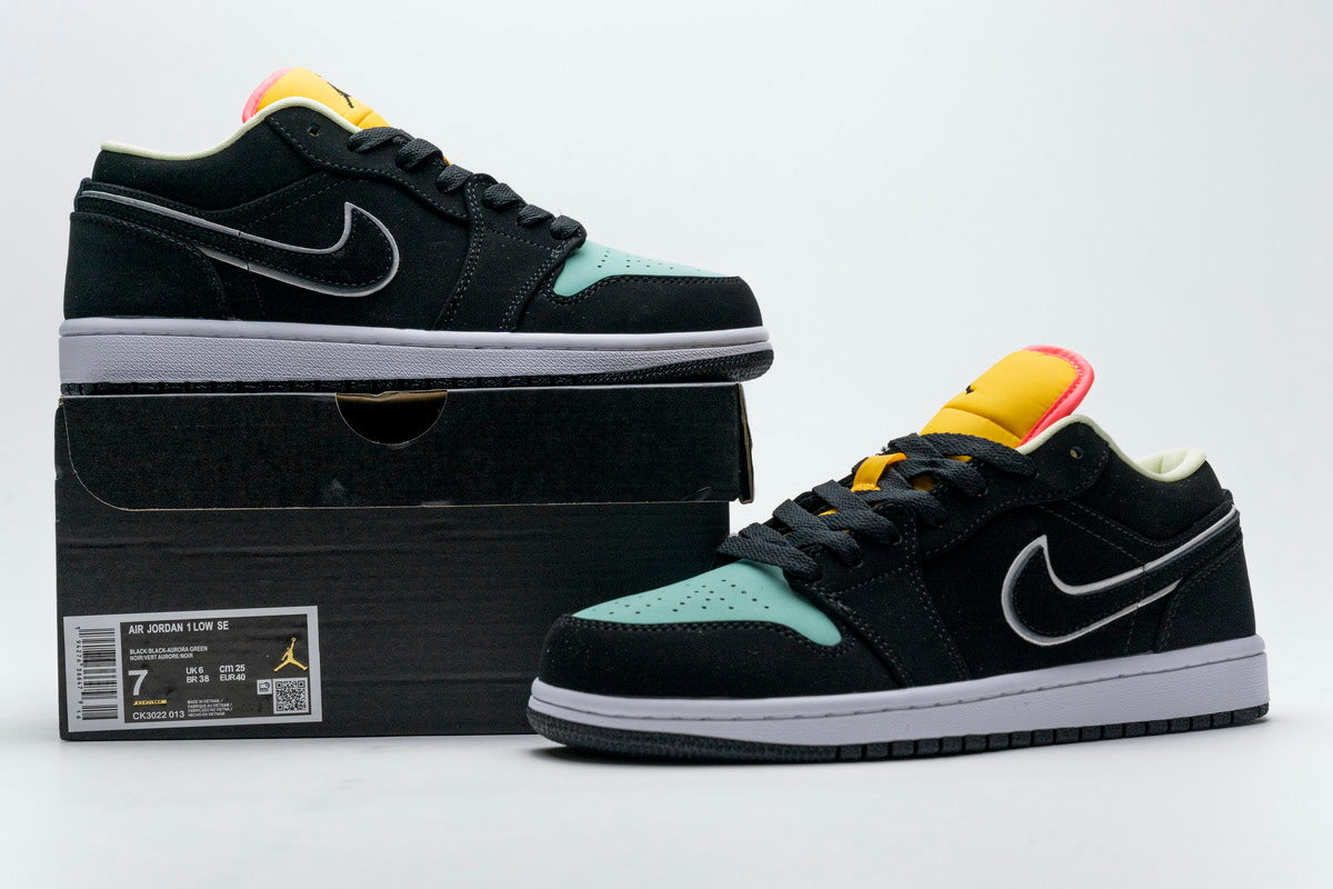 Air Jordan 1 Low Black Aurora Green Laser Orange Reps Sneaker CK3022-013 2