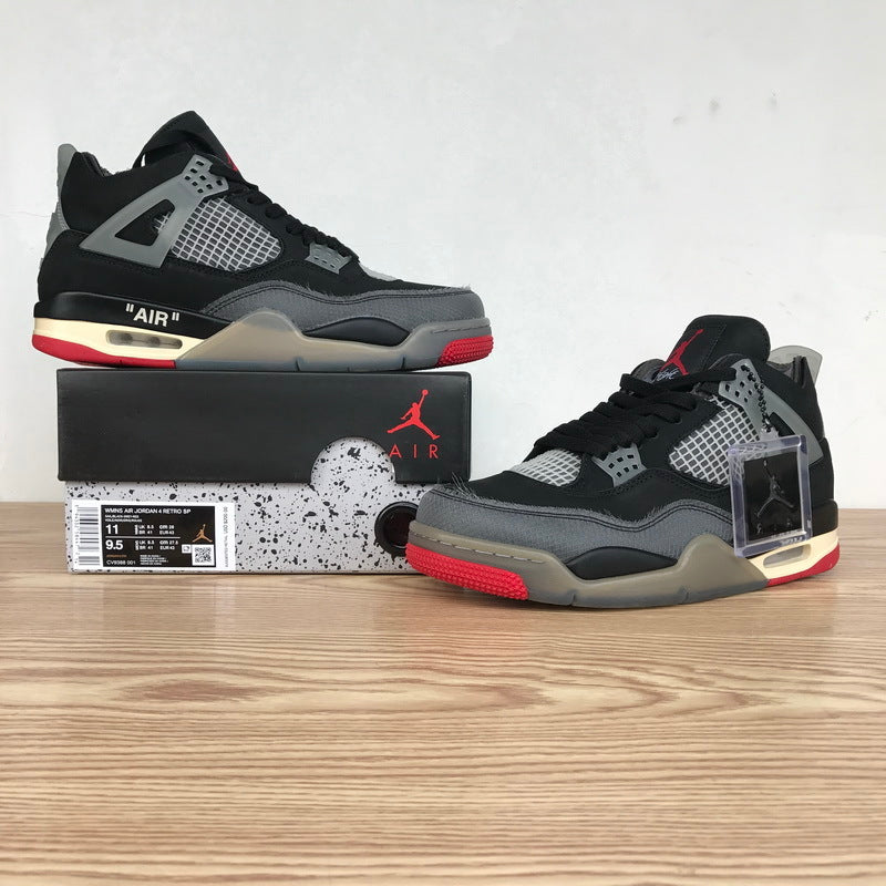 OFF White x Air Jordan 4 Bred Reps Sneakers CV9388-001 2
