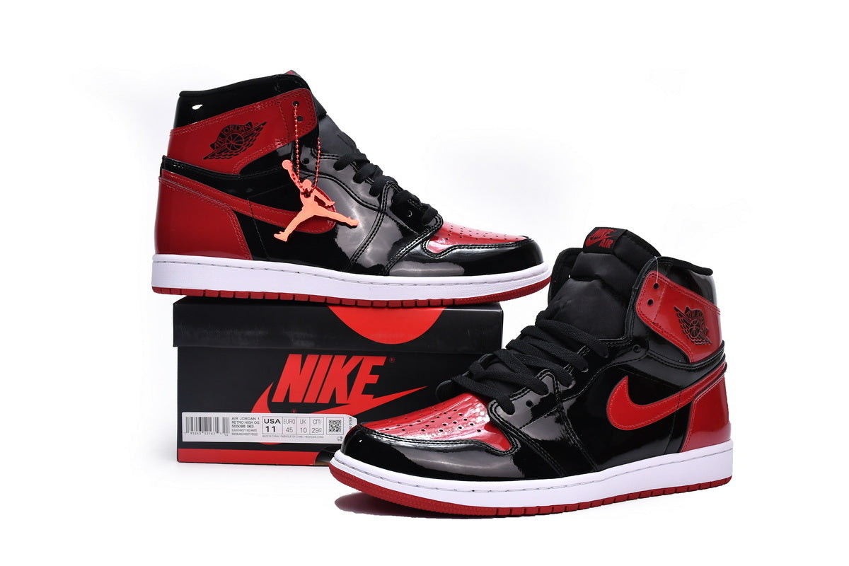 Air Jordan 1 Retro High OG Patent Bred 2021 Rep Sneakers 555088-063 2