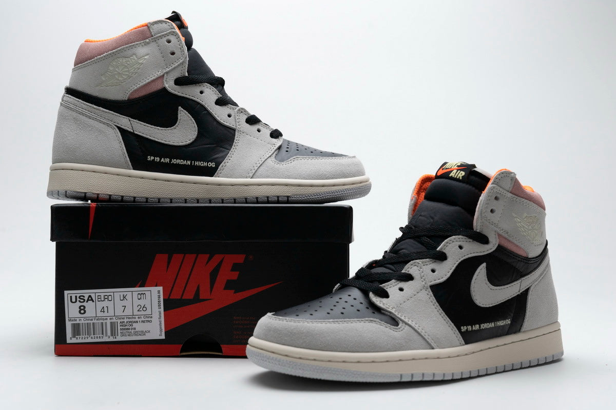 Air Jordan 1 Retro High Neutral Grey Hyper Crimson Reps Sneaker 555088-018 2