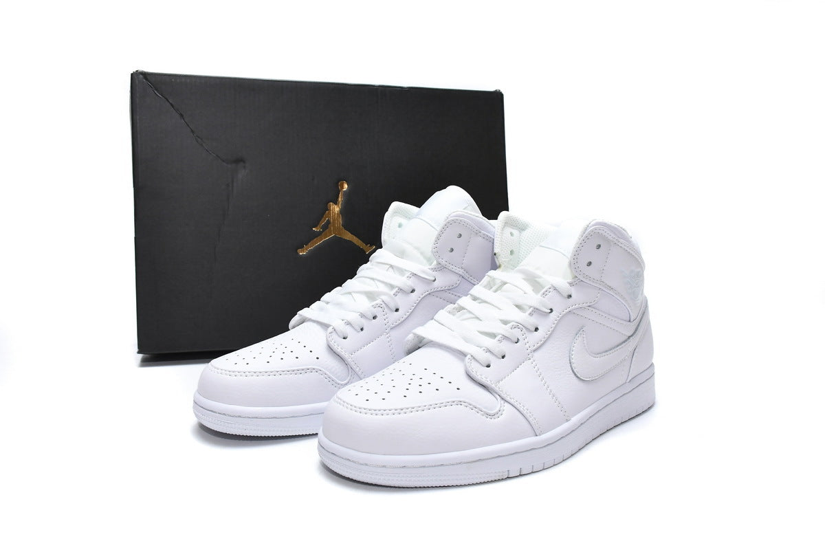 Air Jordan 1 Mid Triple White 2019 Reps Sneaker 554724-129 2