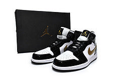 Nike Air Jordan 1 Mid Patent Black White Gold Reps Sneaker 852542-007 2