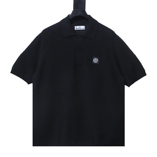Stone Island logo polo shirt black