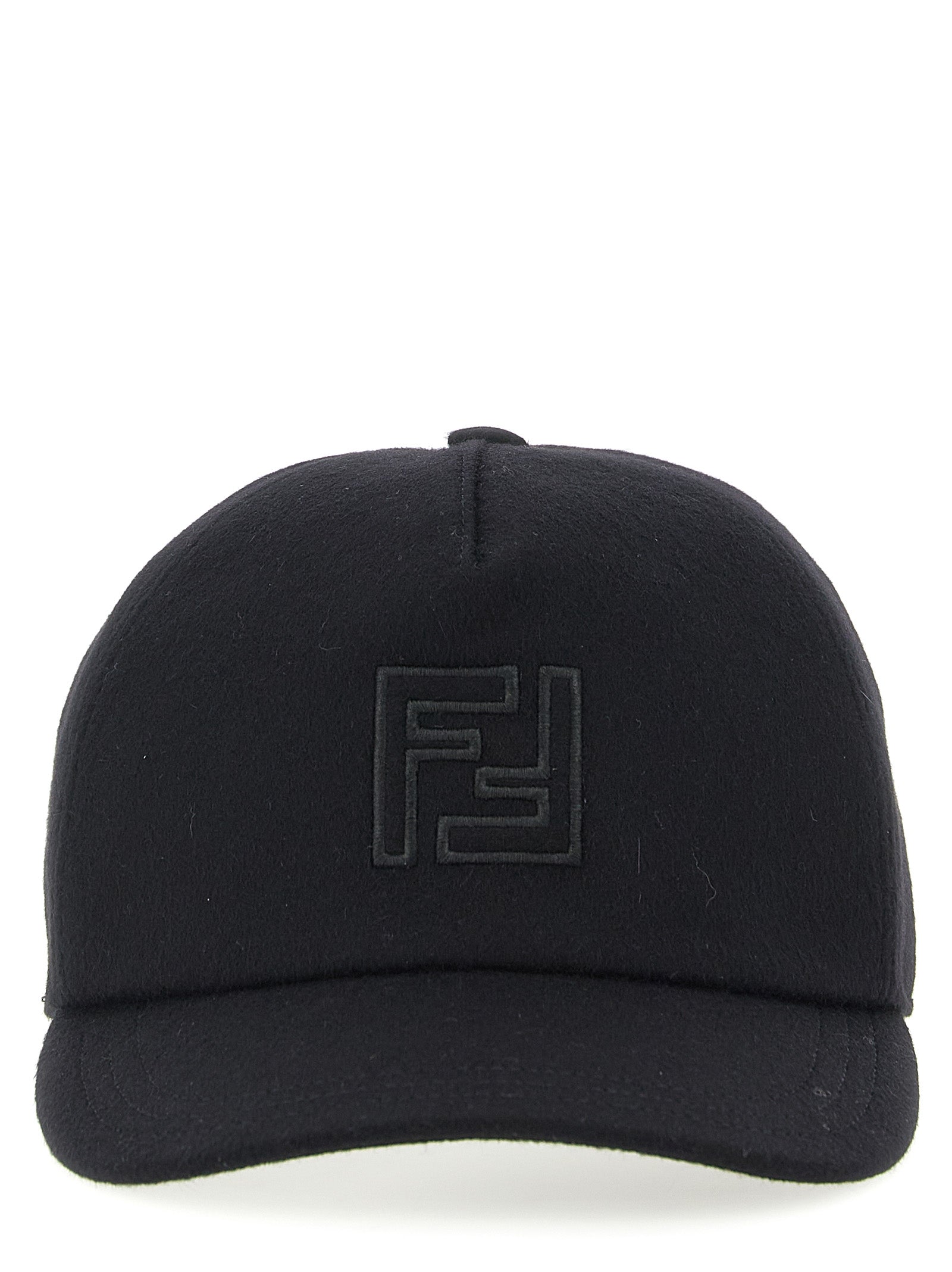 Fendi Black Wool Baseball Cap