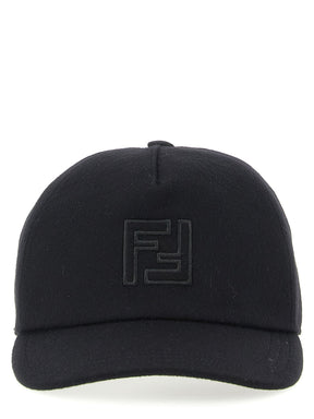 Fendi Black Wool Baseball Cap