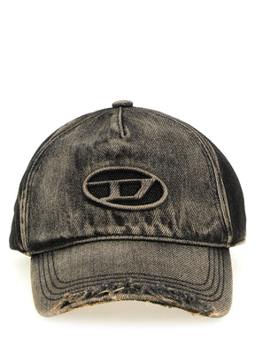 Diesel Black Cotton Baseball Cap