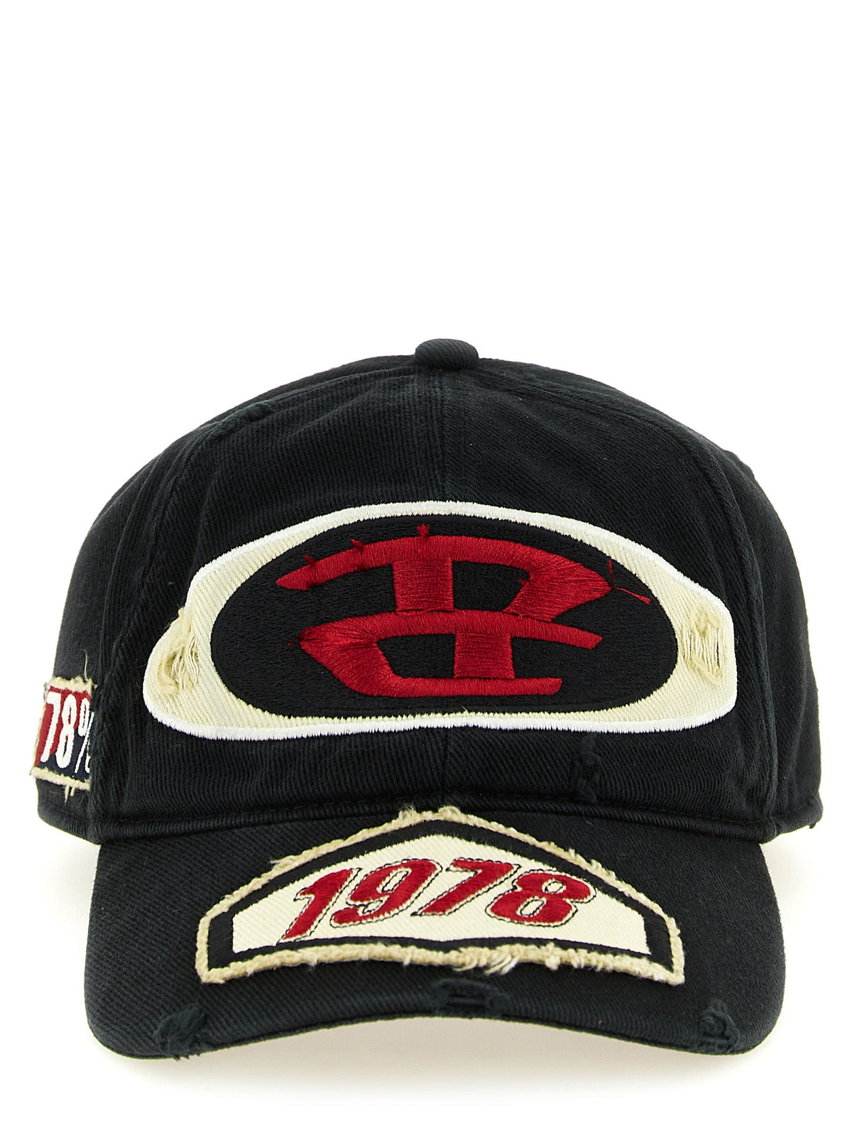 Diesel Black Cotton Baseball Cap