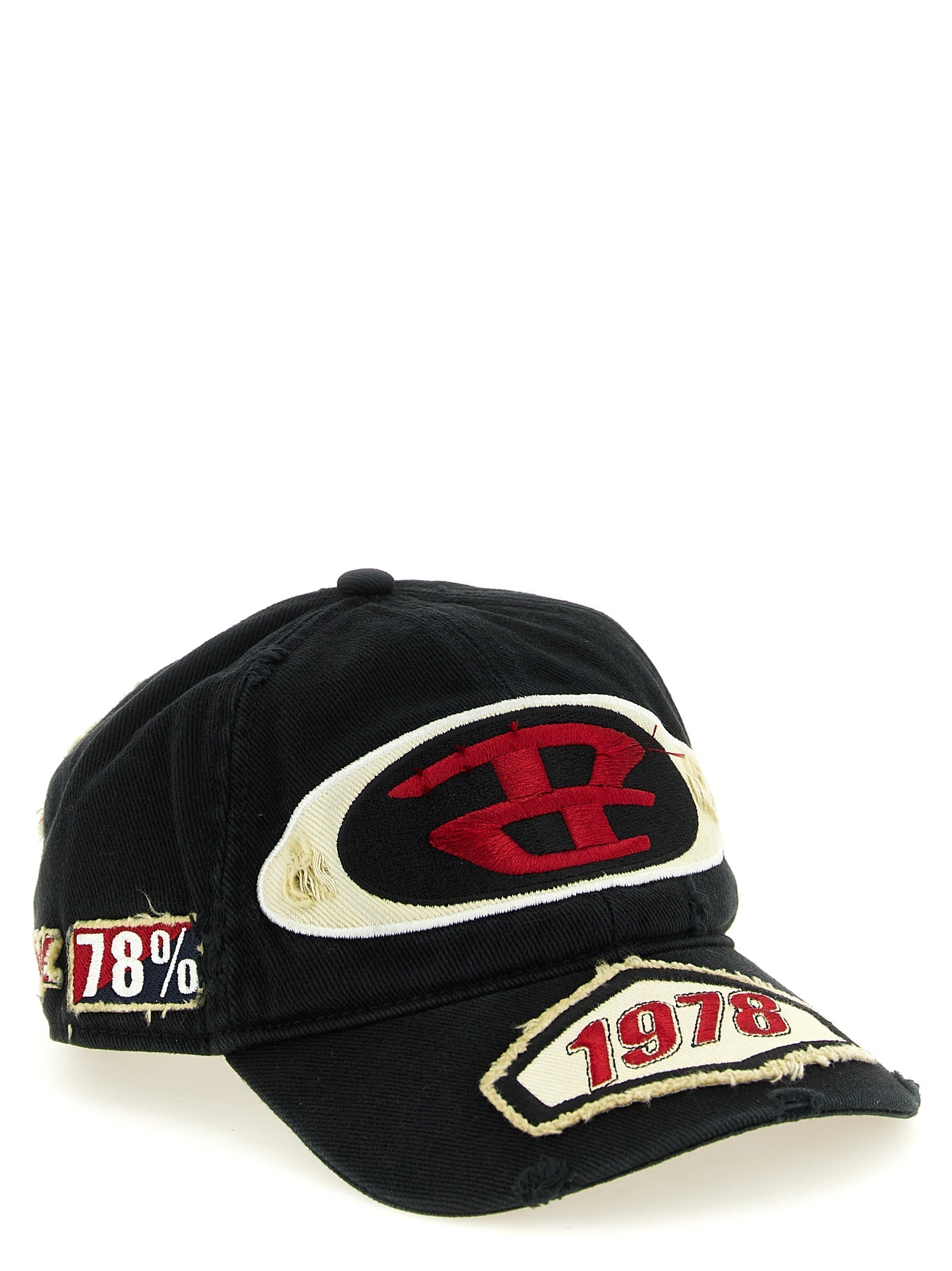Diesel Black Cotton Baseball Cap