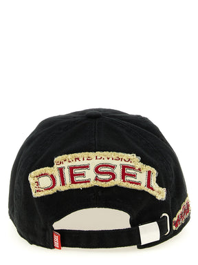 Diesel Black Cotton Baseball Cap