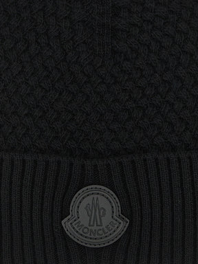 Moncler Black Leather Beanie