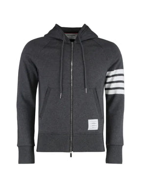 Thom Browne classic loopback 4-Bar zip-up hoodie