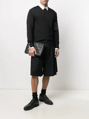 Thom Browne Black Fine Merino Wool 4-Bar Classic Crewneck Pullover