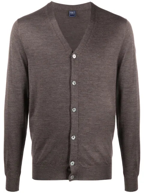 Fedeli V-neck ribbed knit cardigan