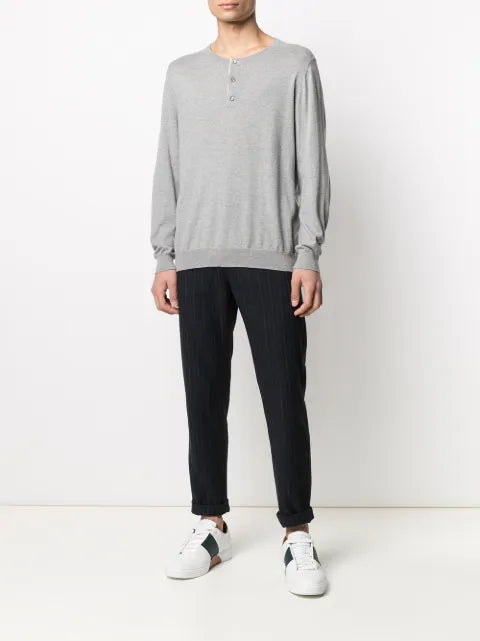 N.Peal crew neck henley sweater