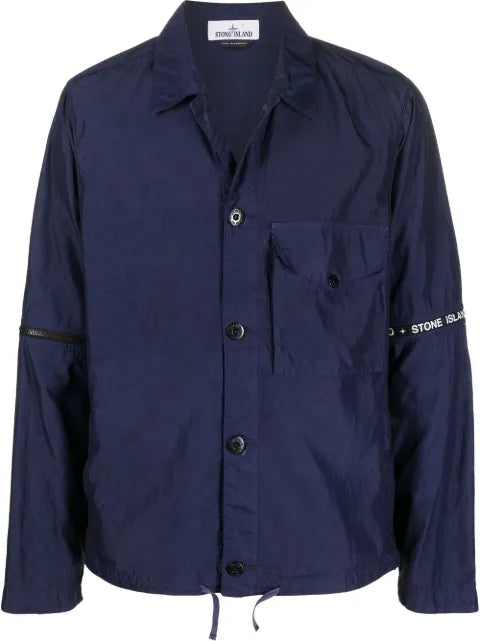 Stone Island detachable-sleeves logo-print shirt jacket