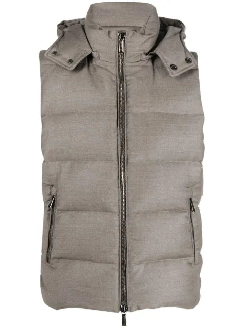 Moorer hooded sleeveless padded gilet