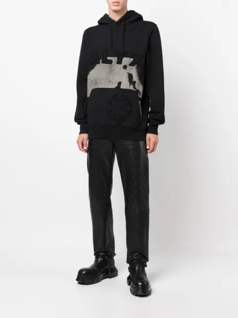 1017 ALYX 9SM logo-embroidered cow-print hoodie