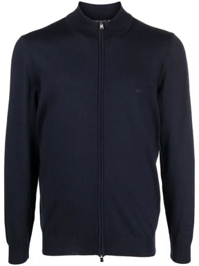 BOSS fine-knit zip-up cardigan