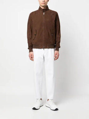 Baracuta G9 Harrington panelled suede jacket