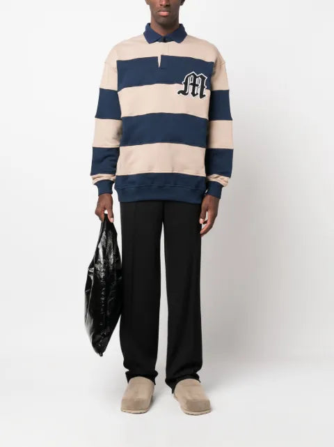 MSGM logo-patch striped polo sweatshirt