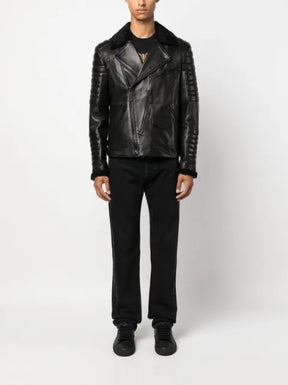 Philipp Plein logo-debossed leather jacket 
