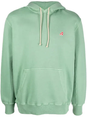 Autry logo-patch cotton hoodie
