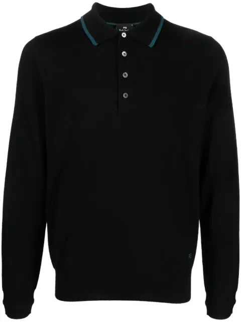 PS Paul Smith logo-embroidered merino polo shirt