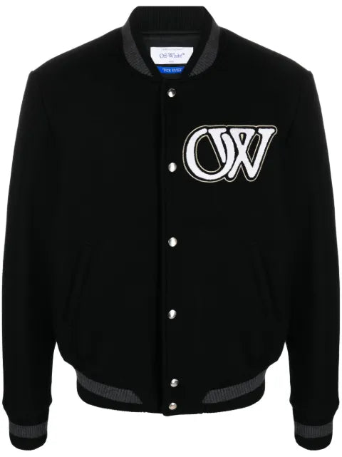 Off-White logo-appliqué varsity bomber jacket