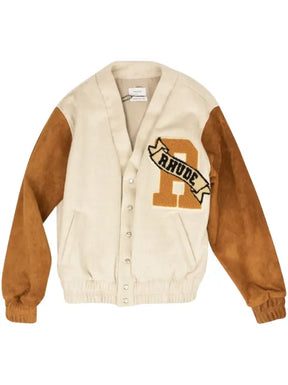 RHUDE "Beige/Tan" suede bomber jacket