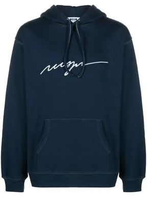 MSGM logo-embroidered cotton hoodie
