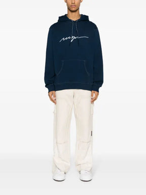 MSGM logo-embroidered cotton hoodie