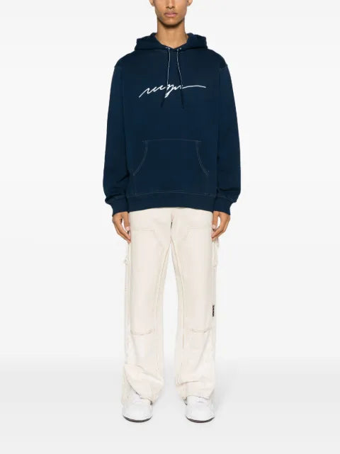 MSGM logo-embroidered cotton hoodie