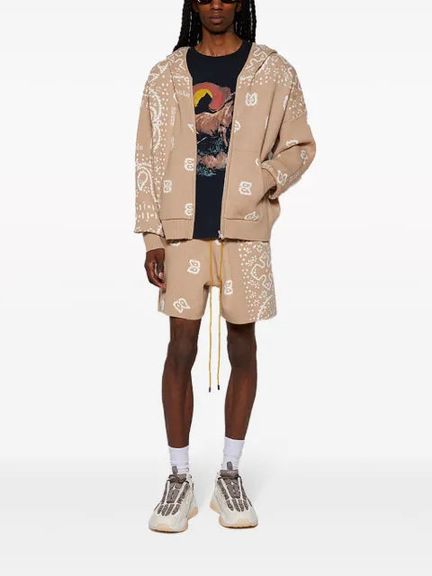 RHUDE Bandana knit zip-front hoodie