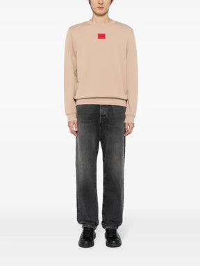 HUGO logo-patch crew-neck cotton sweatshirt
