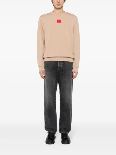 HUGO logo-patch crew-neck cotton sweatshirt
