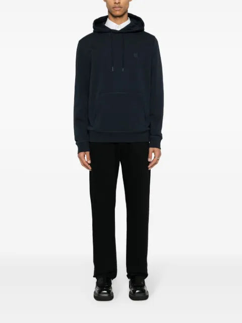 BOSS logo-patch cotton hoodie
