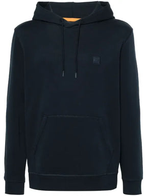 BOSS logo-patch cotton hoodie