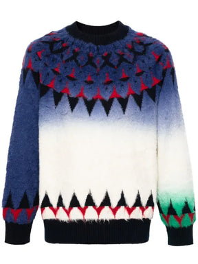sacai patterned-jacquard knitted jumper