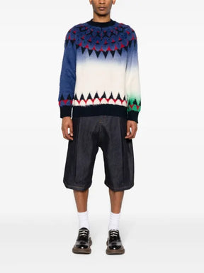 sacai patterned-jacquard knitted jumper