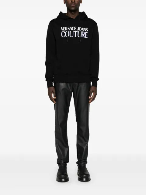 Versace Jeans Couture logo-embroidered cotton hoodie