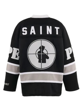 SAINT MXXXXXX Public Enemy logo-patch long-sleeve T-shirt