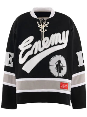 SAINT MXXXXXX Public Enemy logo-patch long-sleeve T-shirt