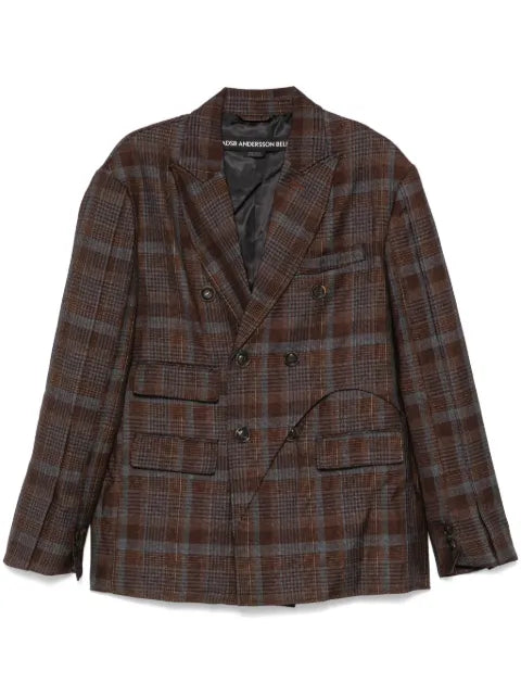 Andersson Bell Soe-check double-breasted blazer