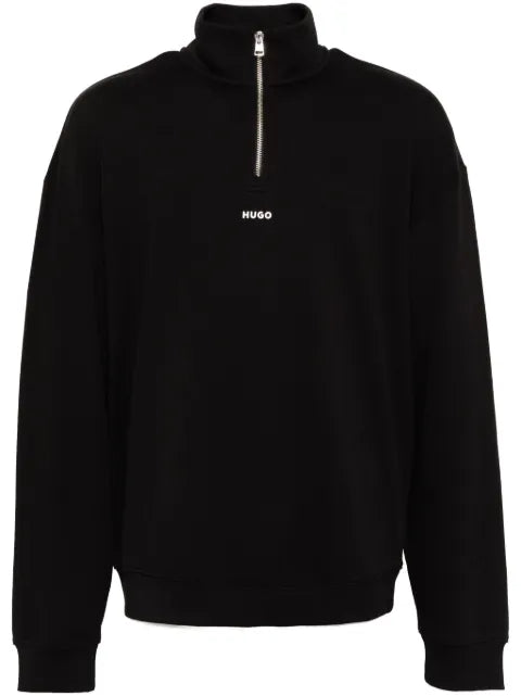 HUGO Zip-Neck Logo print sweatshirt