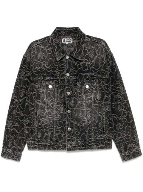 A BATHING APE® logo-embroidered denim jacket