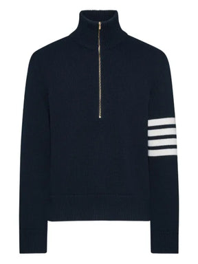 Thom Browne merino wool 4-bar funnel neck pullover