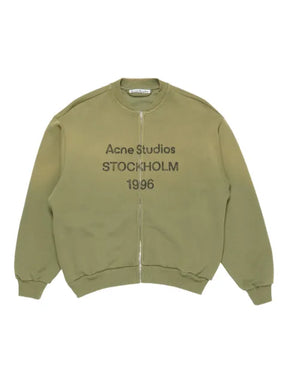 Acne Studios logo-print zip-up cardigan