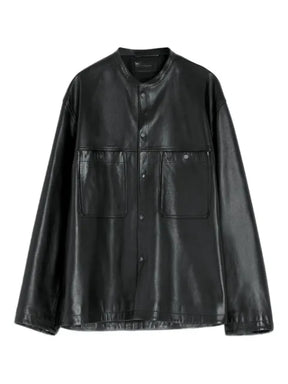 LEMAIRE snap-closure patch-pocket leather overshirt