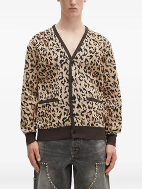 WACKO MARIA leopard-print buttoned cardigan