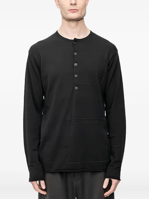 Devoa Henley-neck long-sleeve sweater